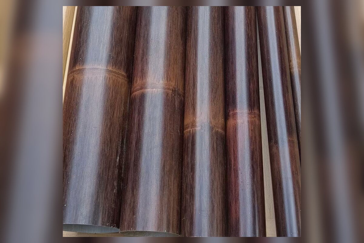 Aluminum bamboo tube finish sample in smoked charcoal