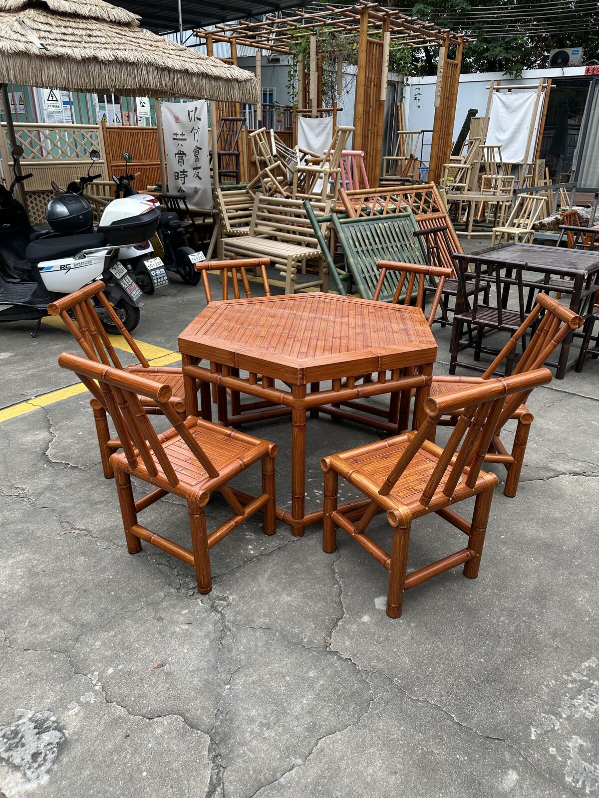 B12-ANTIQUE-BROWN-HEXAGONAL-TABLE-1 B12 Antique Brown Hexagonal table