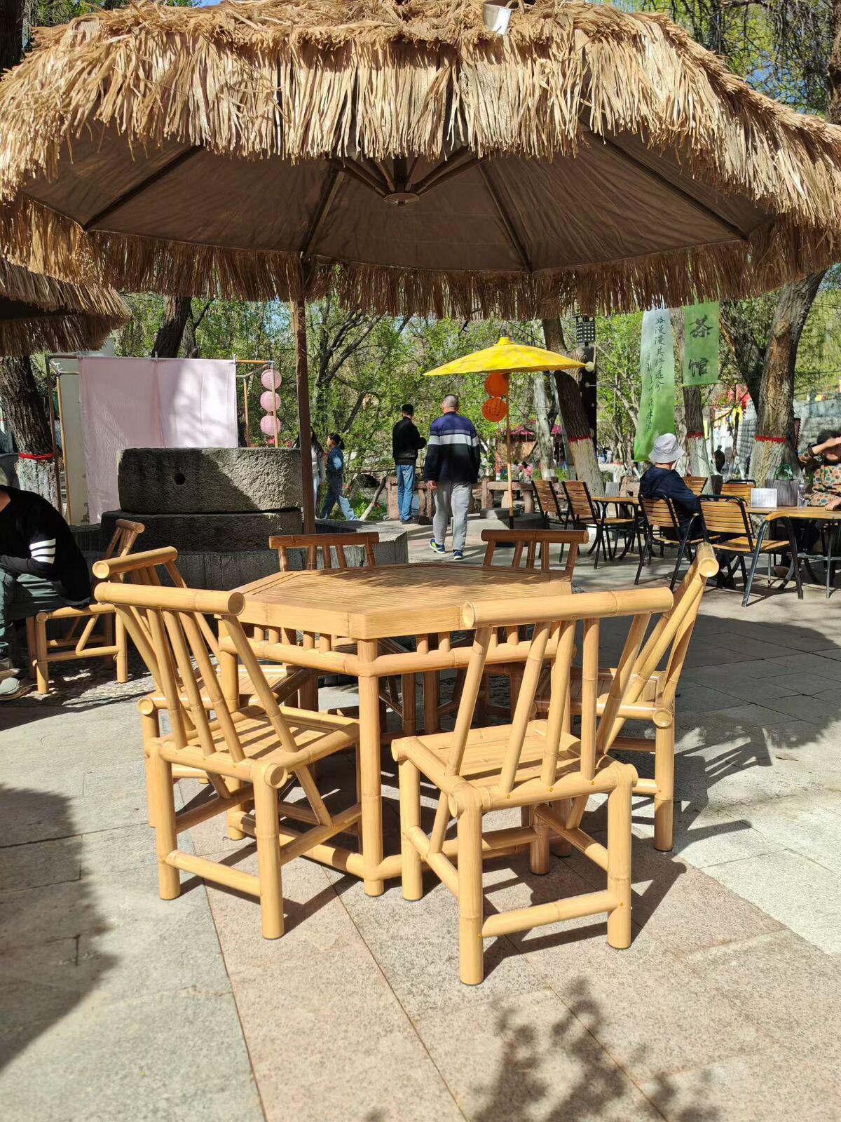 B12-YELLOW-HEXAGONAL-TABLE-1 B12 Yellow Bamboo Hexagonal table