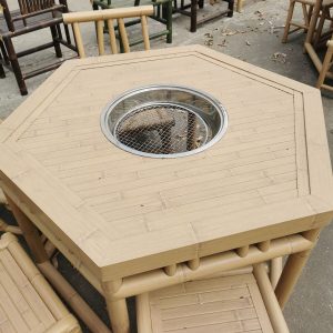 B22-YELLOW-HOT-POT-AND-BARBECUE-TABLE-2 B22 Yellow Bamboo Hot pot and barbecue table