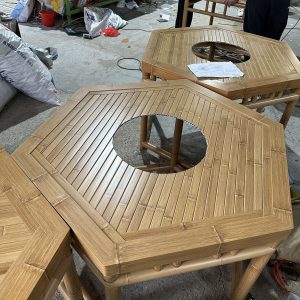 B22-YELLOW-HOT-POT-AND-BARBECUE-TABLE-3 B22 Yellow Bamboo Hot pot and barbecue table
